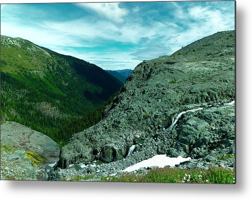 Waterfall Metal Print featuring the photograph Alpine waterfall by Jeff Swan