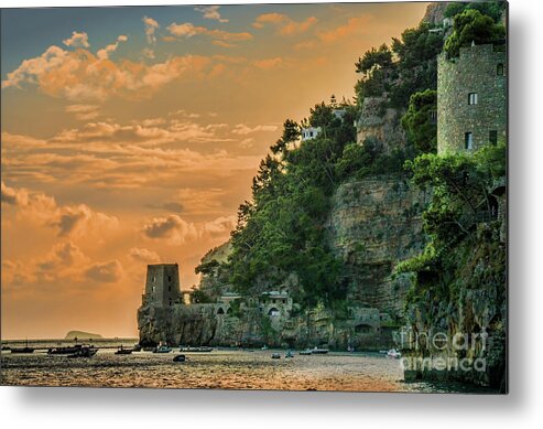 Sunset Metal Print featuring the photograph Amalfi sunset by Maria Rabinky