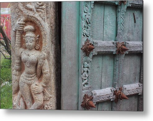 Deity Metal Print featuring the photograph Amazing Door and Column, Fort Kochi by Jennifer Mazzucco