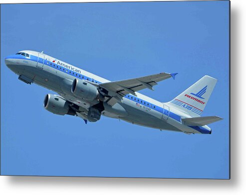 Airplane Metal Print featuring the photograph American Airbus A319-0112 N744P Piedmont Pacemaker Los Angeles International Airport May 3 20 by Brian Lockett