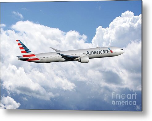 American Metal Print featuring the digital art American AIrlines Boeing 777 by Airpower Art