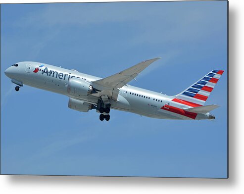 Airplane Metal Print featuring the photograph American Boeing 787-8 N808AN Los Angeles International Airport May 3 2016 by Brian Lockett