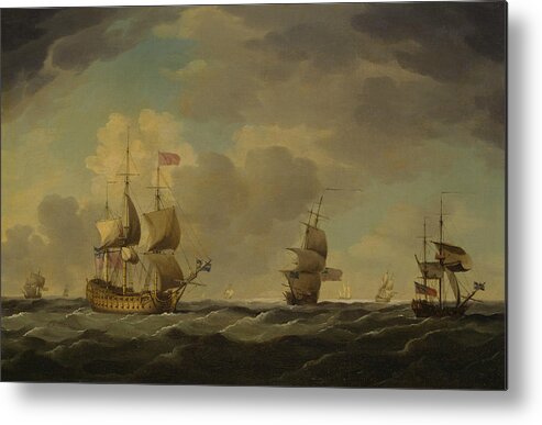 18th Century Art Metal Print featuring the painting An English Flagship Under Easy Sail in a Moderate Breeze by Charles Brooking