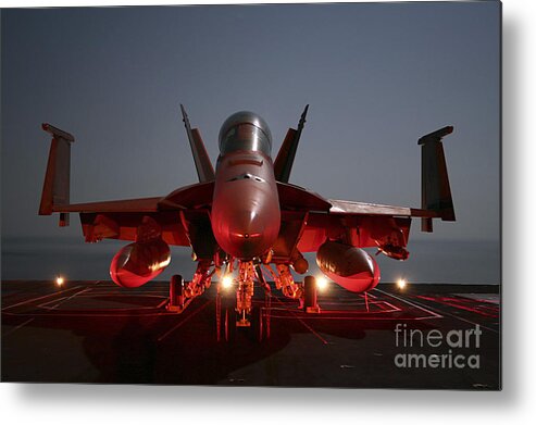 Aircraft Metal Print featuring the photograph An Fa-18f Super Hornet Parked by Stocktrek Images