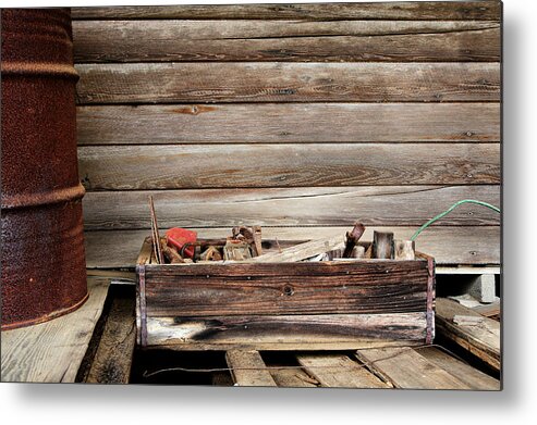 Burnt Corn Alabama Metal Print featuring the photograph An Old Wooden Toolbox by Lynn Jordan