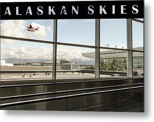 Alaska Metal Print featuring the photograph Anchorage Alaska Airport No3 Vintage Warm by Joni Eskridge
