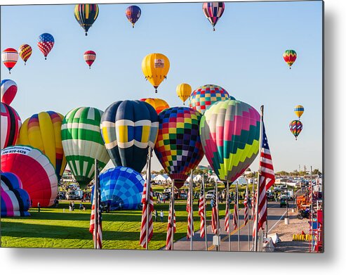 Hot Air Balloons Metal Print featuring the photograph Up up and away by Charles McCleanon