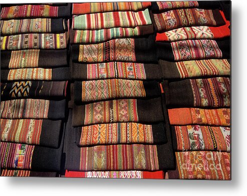 Textiles Metal Print featuring the photograph Andean textile market by James Brunker