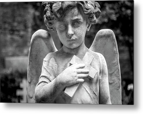 Cemetery Metal Print featuring the photograph Angel and Cross by Sonny Marcyan