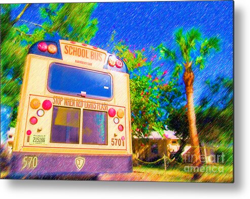 Anna Maria Elementary Metal Print featuring the mixed media Anna Maria Elementary School Bus C131270 by Rolf Bertram