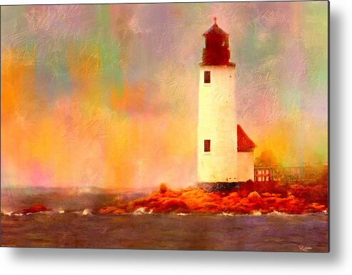 Lighthouse Metal Print featuring the painting Annisquam Rainbow by Sand And Chi