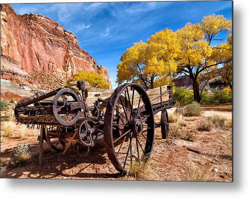 Antique Metal Print featuring the photograph Antique Wagon in the Desert by Kathleen Bishop