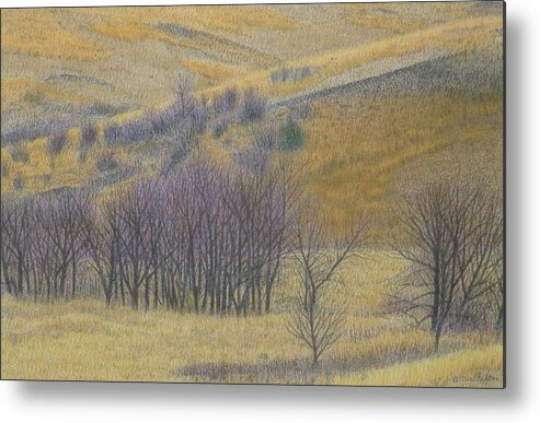 North Dakota Metal Print featuring the drawing April Hills by Cris Fulton