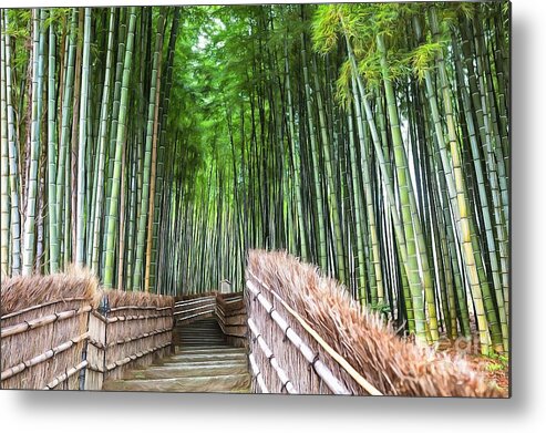 Arashiyama Metal Print featuring the photograph Arashiyama's Bamboo Groves by Eva Lechner