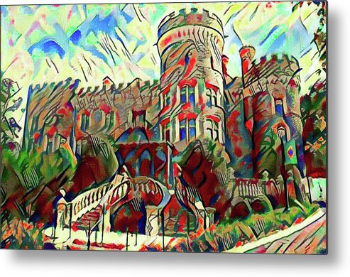 Grey Metal Print featuring the painting Arcadia College - Grey Towers Castle Watercolor by Bill Cannon