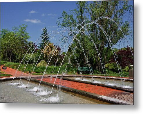 Water Fountains Metal Print featuring the photograph Arch Fountain at Daniel Stowe by Jill Lang