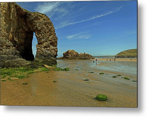 Britain Metal Print featuring the photograph Arch Rock - Perranporth Beach by Rod Johnson