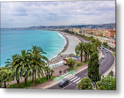 Cote D'azur Metal Print featuring the photograph Arial View of Promenade Des Anglais in Nice, France by Liesl Walsh