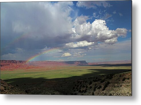 Landscape Metal Print featuring the photograph Arizona Double Rainbow by Jerry LoFaro
