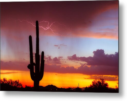 Arizona Metal Print featuring the photograph Arizona Lightning Sunset by James BO Insogna