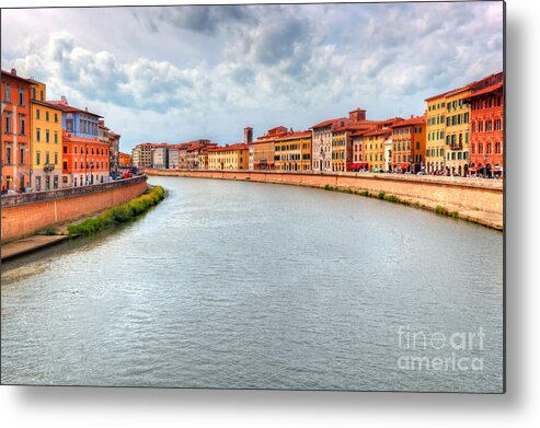Pisa Metal Print featuring the photograph Arno river in Pisa, Tuscany, Italy by Michal Bednarek