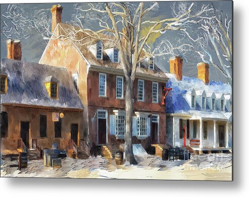 Colonial Williamsburg Metal Print featuring the digital art As Winter Melts Into Spring by Lois Bryan