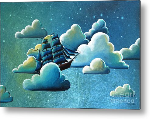 Flying Ship Metal Print featuring the painting Astronautical Navigation by Cindy Thornton
