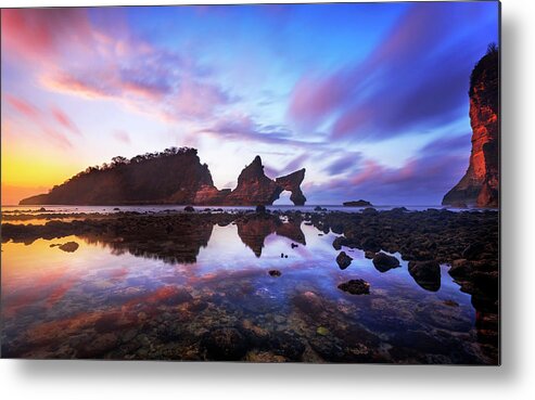 Asia Metal Print featuring the photograph Atuh beach dawn break scene by Pradeep Raja Prints