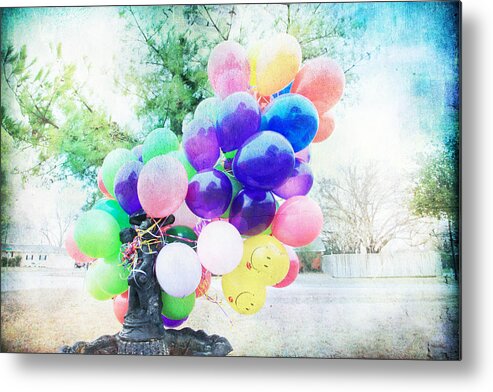 Balloons Metal Print featuring the photograph Smiley Face Balloons by Toni Hopper