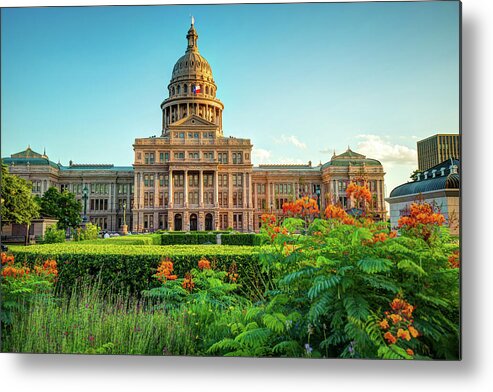 America Metal Print featuring the photograph Austin Texas State Capitol Building and Flower Garden by Gregory Ballos