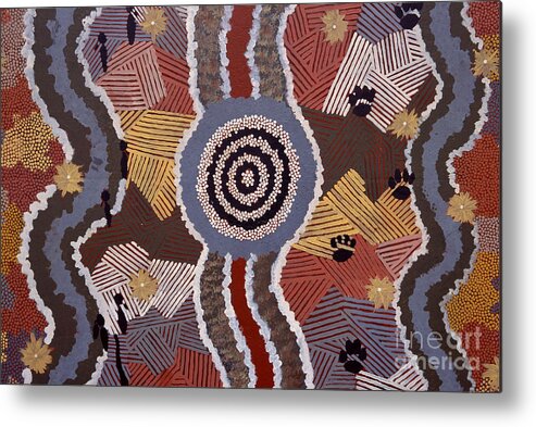 Australian Aboriginal Dot Painting Metal Print By William D Bachman