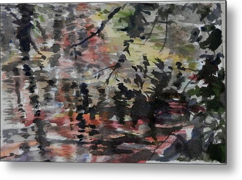 Landscape Metal Print featuring the painting Autumn Color Reflections Study by Martha Tisdale