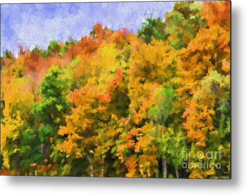 Autumn Metal Print featuring the photograph Autumn Country on a Hillside II - Digital Paint by Debbie Portwood