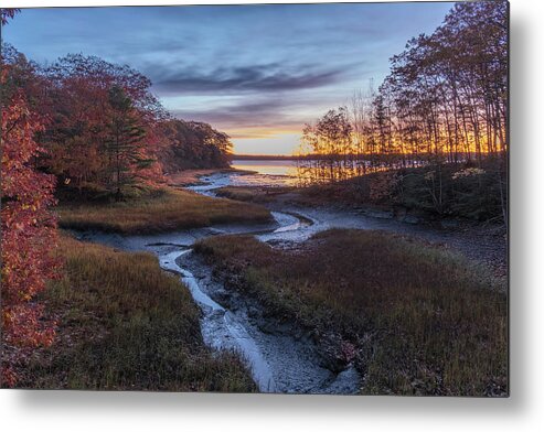 Maine Lobster Boats Metal Print featuring the photograph Autumn Inlet by Tom Singleton
