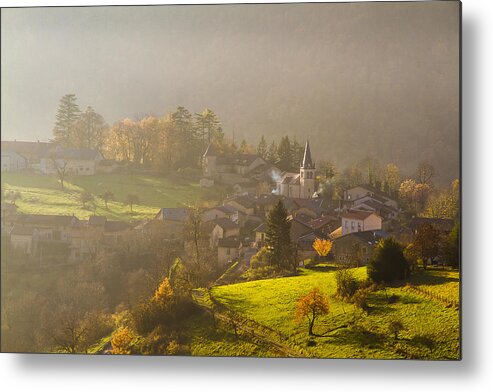 Autumn Metal Print featuring the photograph Autumn lights in Bugey mountains by Paul MAURICE