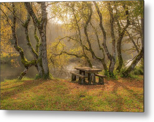 Autumn Metal Print featuring the photograph Autumn Picnic 0687 by Kristina Rinell