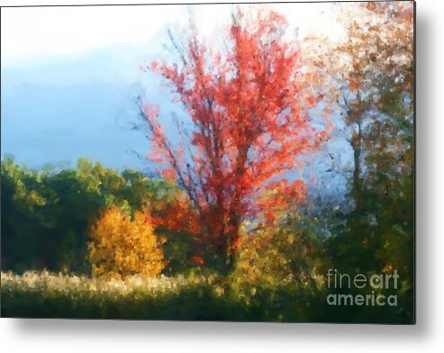 Autumn Metal Print featuring the mixed media Autumn Red And Yellow Foliage by Smilin Eyes Treasures