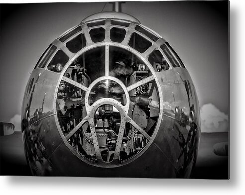 Black And White Metal Print featuring the photograph B-29 by Richard Gehlbach