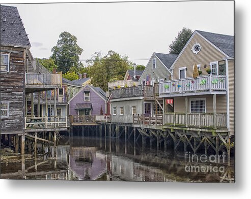 Back Metal Print featuring the photograph Backside of wooden houses over water by Patricia Hofmeester