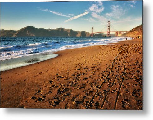 California Metal Print featuring the photograph Baker Beach Sunset anf Golden Gate Bridge by Jennifer Rondinelli Reilly - Fine Art Photography