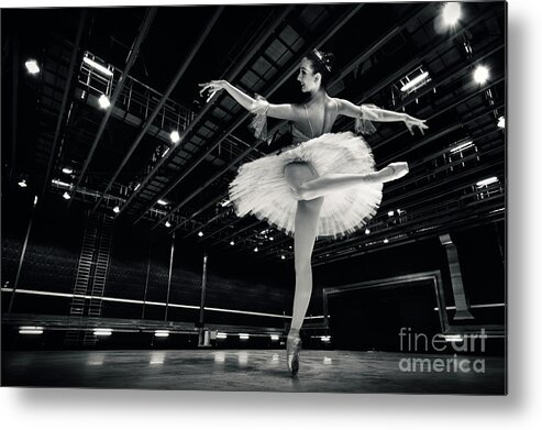 Ballet Metal Print featuring the photograph Ballerina in the white tutu by Dimitar Hristov