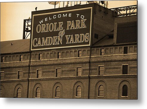 America Metal Print featuring the photograph Baltimore Orioles Park at Camden Yards Sepia by Frank Romeo