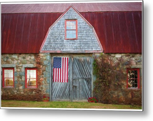 American Flag Metal Print featuring the photograph Bar Harbor Barn by Peggy Dietz