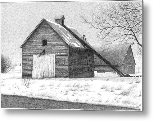 Landscape Metal Print featuring the drawing Barn 26 by Joel Lueck