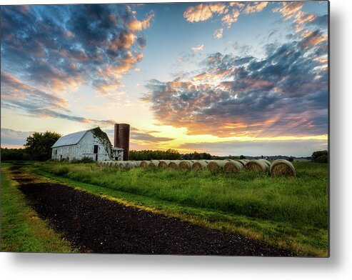 Heart Of The First Day’s Battlefield Metal Print featuring the photograph Barn and Bales by C Renee Martin