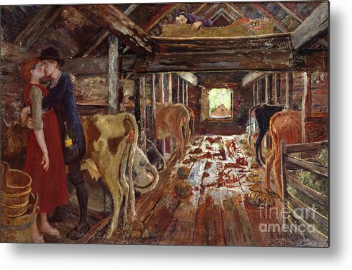 Nikolai Astrup Metal Print featuring the painting Barn proposal by O Vaering