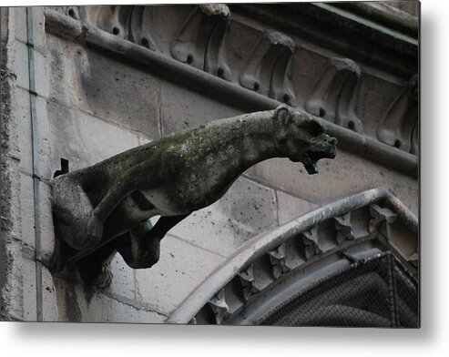 Bat Gargoyle Metal Print featuring the photograph Bat Eared Dog Gargoyle of Notre Dame by Christopher J Kirby