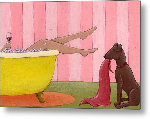 Bath Metal Print featuring the painting Bathtime by Christy Beckwith
