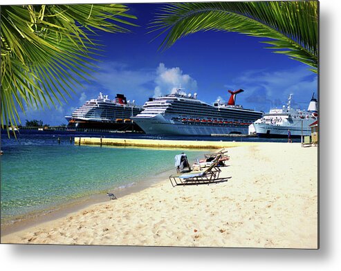 Palm Metal Print featuring the photograph Beach at Nassau Harbor by Hugh Smith