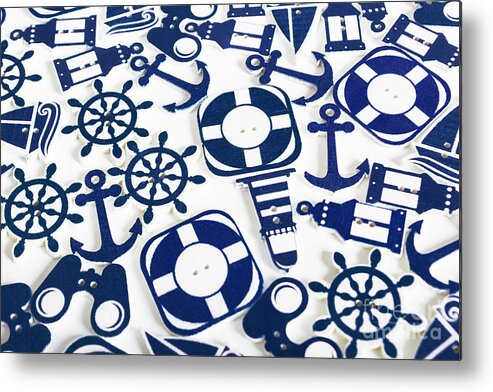 Seafaring Metal Print featuring the photograph Beach blue background by Jorgo Photography